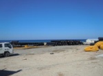 Pipes waiting to be laid across to the barrage lake